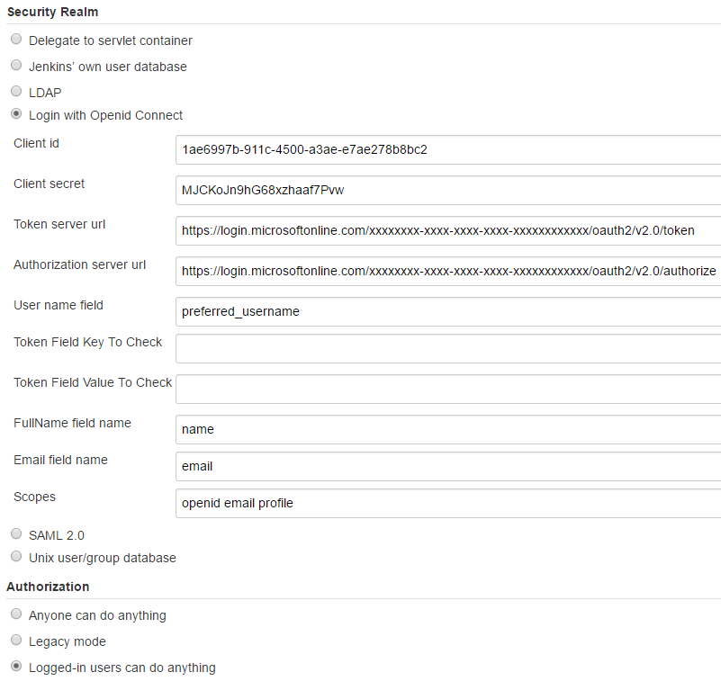 OpenID plug-in Azure AD configuration